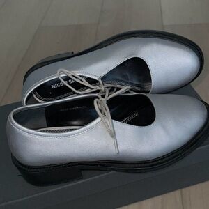 Nicole Saldaña Metallic Silver Ballerina Flats for Women